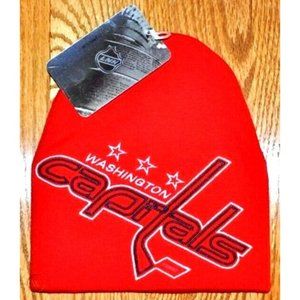WASHINGTON CAPITALS CUFFLESS KNIT BEANIE HAT STOCKING SKI CAP LARGER SIZE LOGO